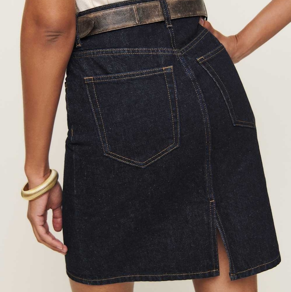 Mona Mid Rise Denim Skirt Color: Ondine - Picture 4 of 9
